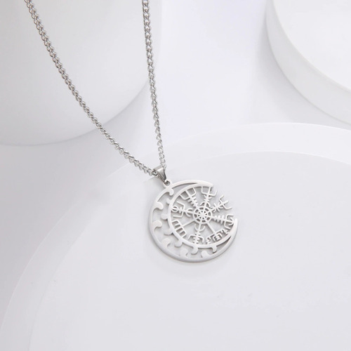 C Colar Crescente Vegvisir Bússola Símbolo Do Guia Viking