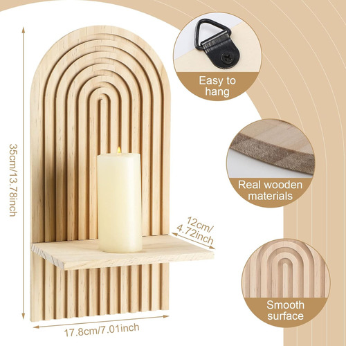 2 Estantes Colgantes De Madera Bohemios Para Pared