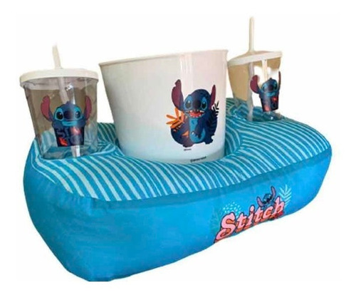 Kit Almofada Pipoca Porta Copos Cinema Stitch Zona Criativa