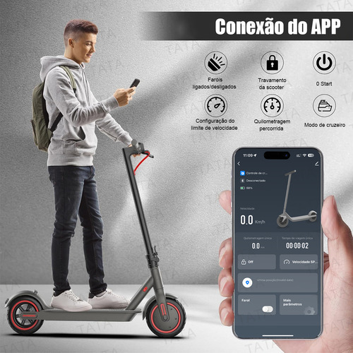 Patinete Scooter Elétrico Até 45km Rápido Com Freio A Disco