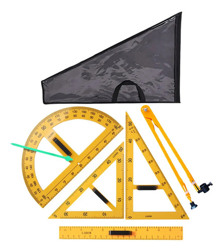 Juego De Reglas Geométricas Matemáticas Con Bolsa, 5 Piezas