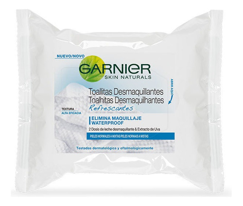 Desmaquillante toallita Garnier Skin Naturals para piel normal a mixta por pack de 25