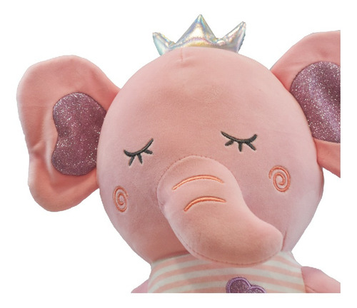 Peluche Elefante Con Corona Color Rosa