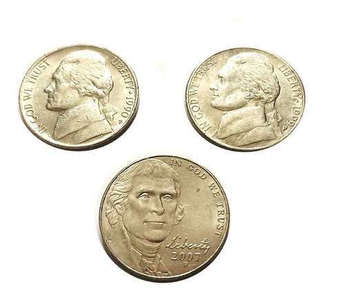 Moneda 5 Centavos Estados Unidos Jefferson X 3 Unds