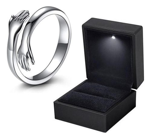 Anillo De Abrazo Ajustable De Plata 925+caja De Anillos