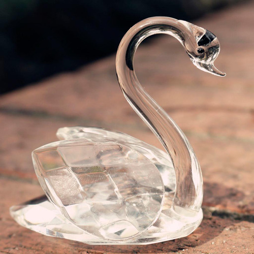 * Estátua De Cisne De Cristal Imitação Em Caixa