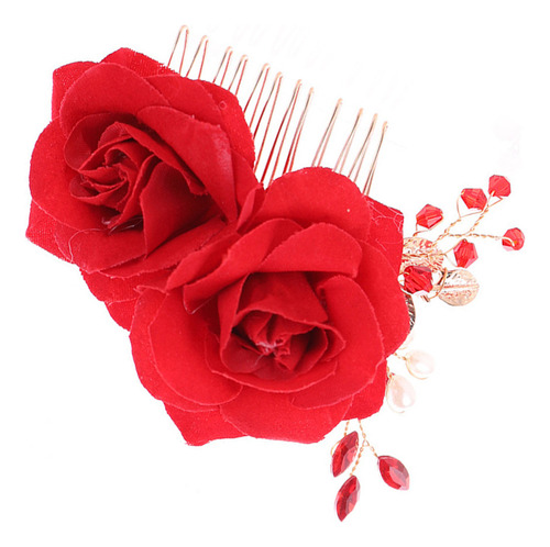 Peineta De Tela Para Novia Con Clip De Rosas Y Flores, Adorn