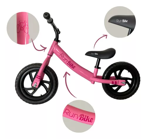Bicicleta sin pedales para niños de aluminio rosa