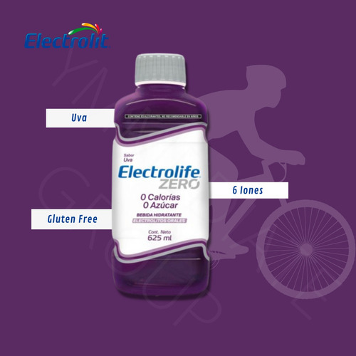 Electrolit Zero Suero Rehidratante Sabor Uva 625ml (12 Pack)