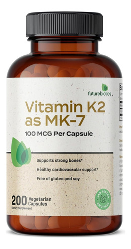 Vitamina K2 100mcg Con 240 Cápsulas Mk-4 Hecho En Usa Sabor Sin Sabor
