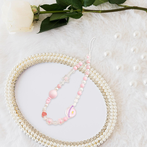 5 Pulseira De Miçangas Para Celular, Pingente Para Rosa