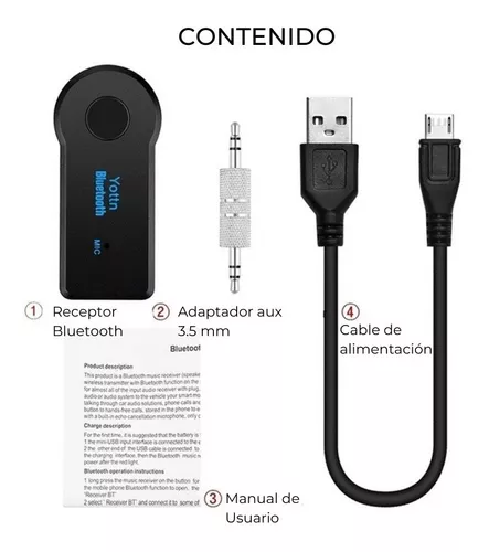 Receptor Aux 3.5 Audio Bluetooth Auto Coche Manos Libres