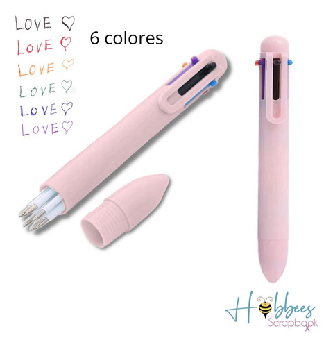 Bolígrafo 6 Colores Rosa Pluma Escribir Scrapbook Automatica