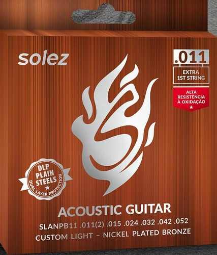 Imagem 1 de 2 de Encordoamento Violão Aço Solez 011 Niquel Bronze + Brinde