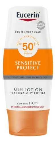 Protector solar  Eucerin  Sensitive Protect Textura Muy Ligera 50FPS  en loción 150mL
