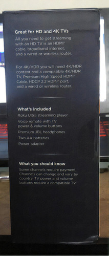 Roku Ultra 4k, Hdr And Hd Streaming Player Color Negro