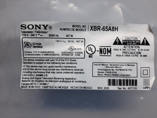 T-con Le550pql-hna1-tca Sony Xbr-65a8h (Usado)