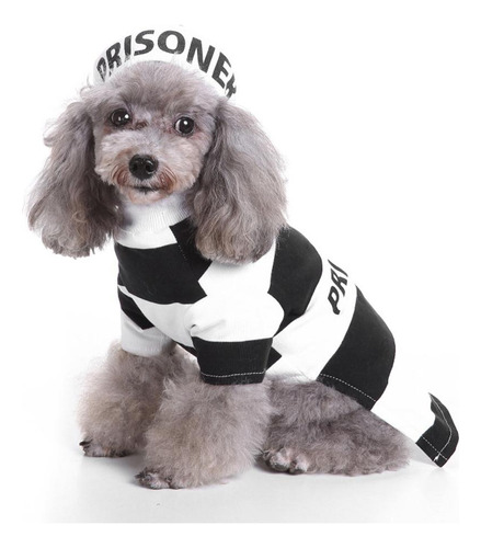 Disfraz De Prisionero Para Mascotas Con Sombrero, Ropa De Co