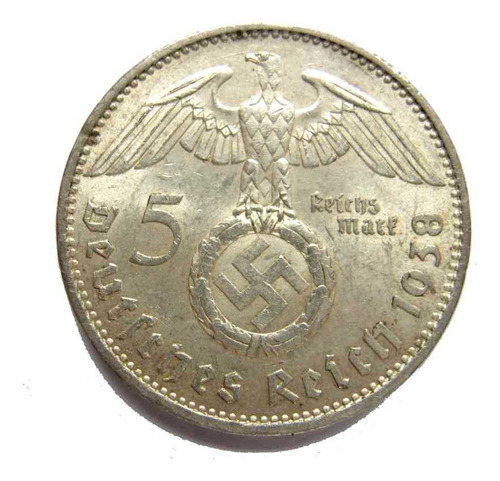 Alemania Antigua 5 Reichsmark Original Grande De Plata Vea.-