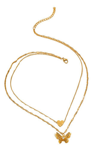 Collar De Mujer Brillo Celestial Acero 50cm - Bañado Oro 18k