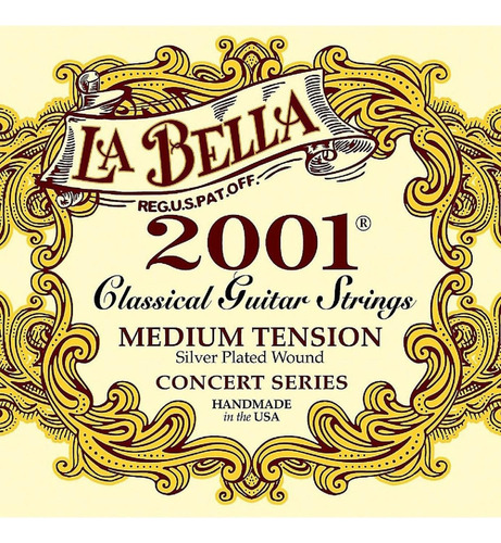 La Bella 2001 Medium/hard Guit. Clasica Nylon Plata/transp.
