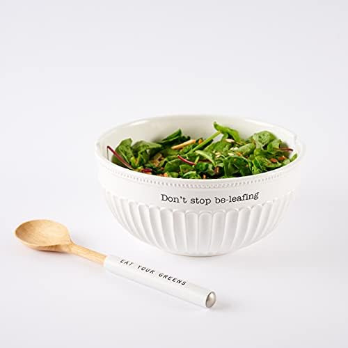 Mud Pie Dolomite, Madera Juego De Ensaladera Dont Stop Be-le