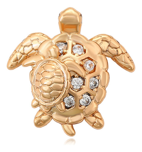 Dije Oro 18k Lam Tortuga Madre E Hija Swarovski Regalo Hermo