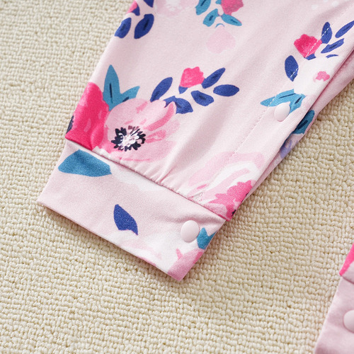 Mameluco De Verano Lindo Con Tela Cómodo Para Bebé 0-18 M Rosa 9-12 M Floreado