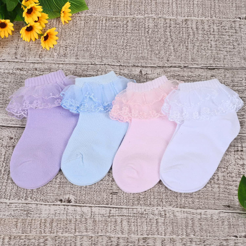 Calcetines Con Volantes For Niñas, Calcetines De Encaje Con
