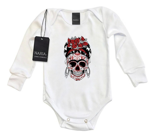 Body Bebe Manga Larga Calavera Mexico Diseño Logo - Igcm4