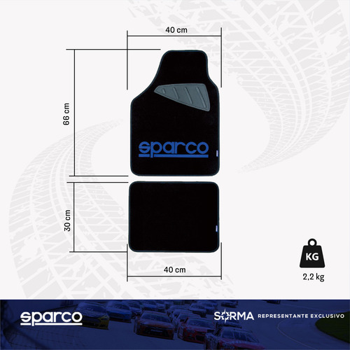 Imagen 4 de 9 de Cubre Alfombra Auto Sparco Universal 4 Piezas De Polyester