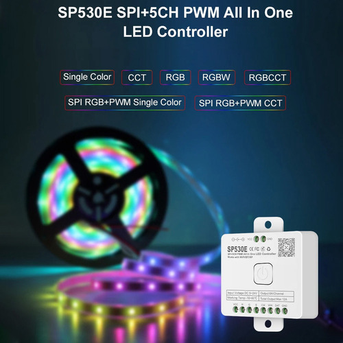 Controlador Led Wifi 12 En 1 Sp530e Pwm Spi, Atenuador De Pí