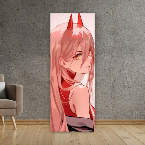 Imagen 3 de 8 de Cuadro Grande 30x80 Cm Chainsaw Man Power Espalda Animeras