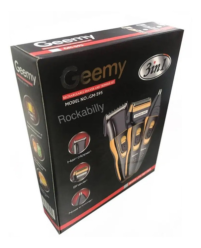 Maquina Afeitadora Recargable 3 En 1 Patillera Geemy Gm-595