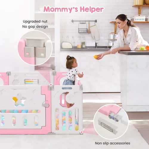 Corral Bebés Dripex Plegable 18 Paneles Rosa/blanco