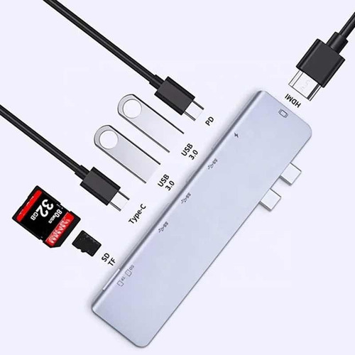 Jsj Adaptador Mac Hub 7 En 1 Usb Tipo C Compatible Mac Hdmi