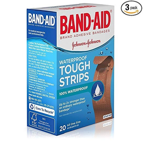 Band-aid Impermeables Tough-strips Vendajes 20 Ea (pack De 3