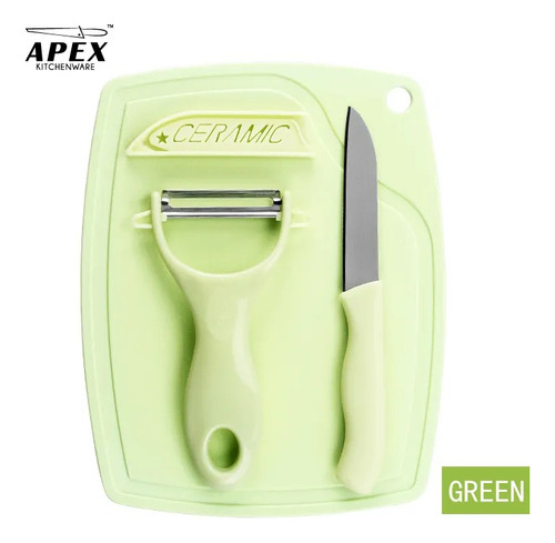 Cuchillo Y Pelador De Fruta Con Tabla De Picar