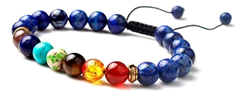 Pulsera 7 Chakras Cuarzo Lapislazuli Ajustable Envio Gratis