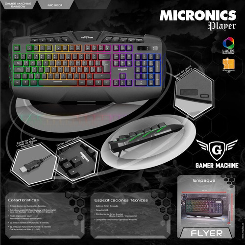 Teclado Gamer Player Micronics Teclas Impresas En Laser