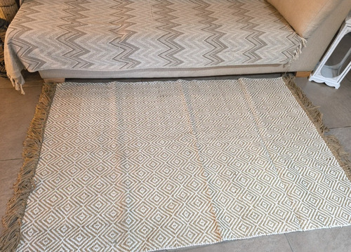 Alfombra Yute Y Algodón Modelo Diamond 120x180 Cm Ancho 120 Cm Diseño De La Tela Geométrico Largo 180 Cm