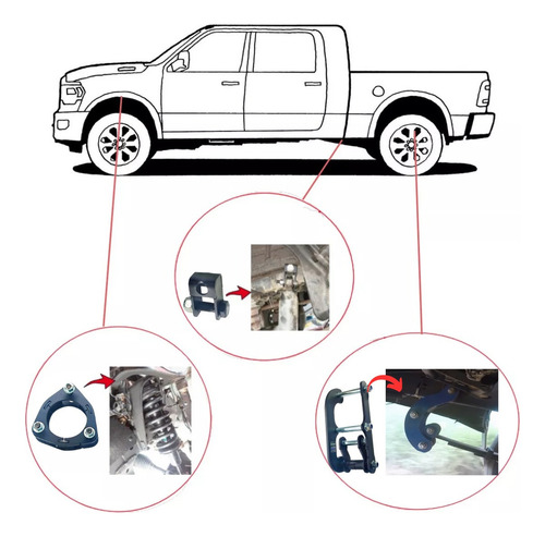 Kit Calços E Jumelos 2 Pol Suspensão Hilux Conquest 2023