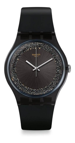 Reloj Swatch Negro Con Cristales Swarovski  Suob156