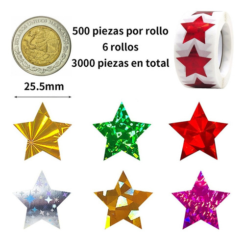 3000 Autoadhesivas Pegatinas Con Motivos De Estrellas