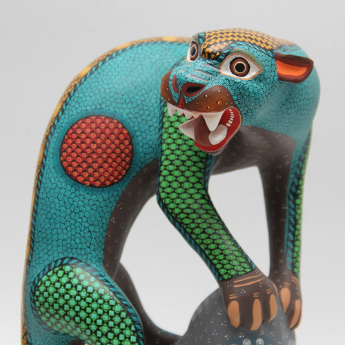 Alebrije De Jaguar Sobre Piedra, Tallado En Madera, Aripo