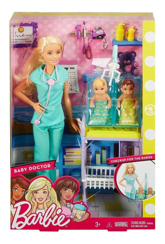 Barbie Doctor Set De Juego Playset 2 Bebes Con Muñeca Rubia