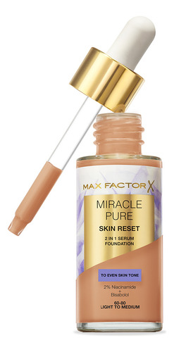 Base Serum Max Factor Miracle Pure Skin Reset 2 In 1 30ml 60-80 Light To Medium 60-80 Light To Medium