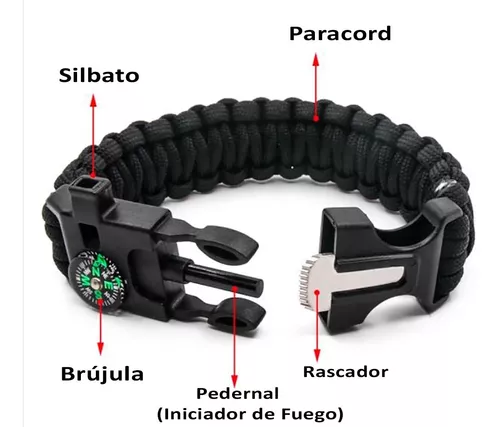 2 Pza Pulsera Tactica Supervivencia Pedernal Paracord 5 En 1