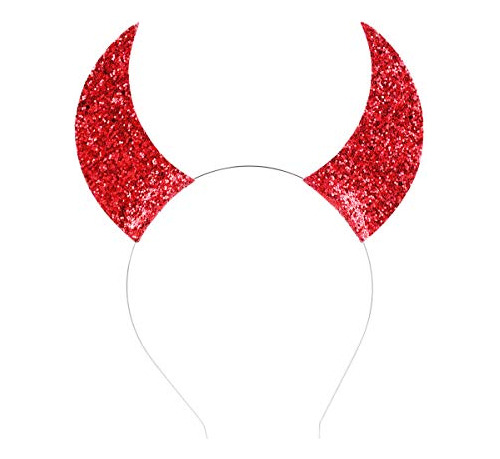 Glitter Devil Horns Headband Halloween Fancy Vestido Co...