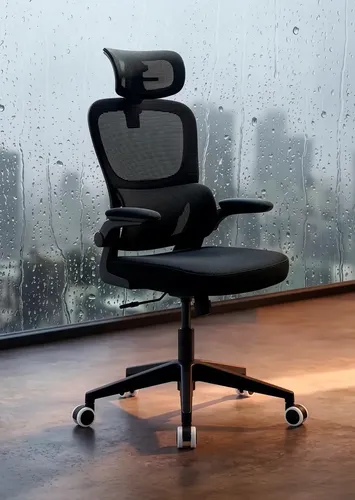 Cadeira De Escritório Ergonômica Supreme Ergon Com Apoio De Cabeça E Suporte Lombar Preto Malha